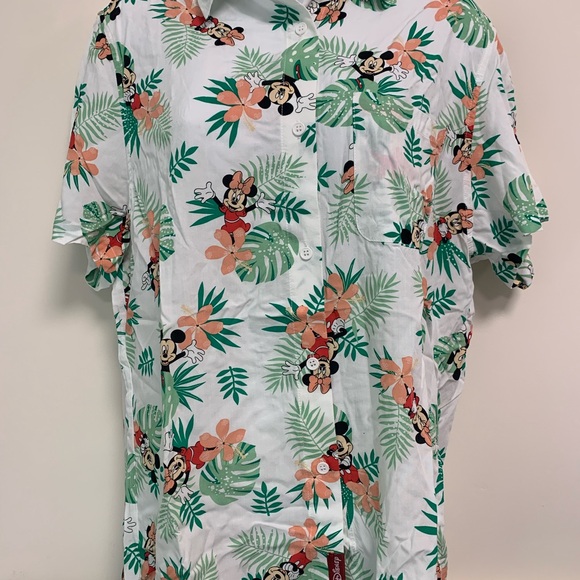Disney Mickey Mouse Minnie Mouse Hawaiian Button Down Shirt Adult Women’s X-L - Picture 11 of 11